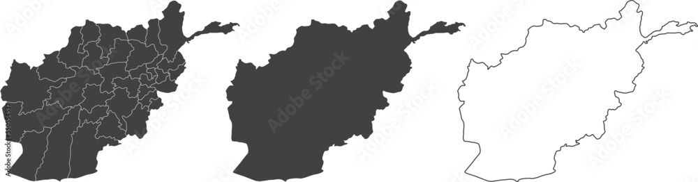 Fototapeta premium set of 3 maps of Afghanistan - vector illustrations 