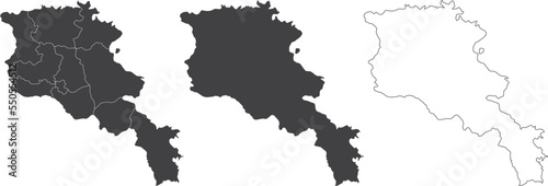 set of 3 maps of Armenia - vector illustrations 