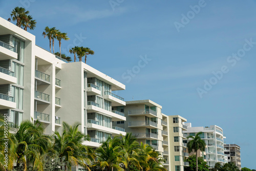 Row of modern hotel buildings in a row at Miami, Florida © Jason