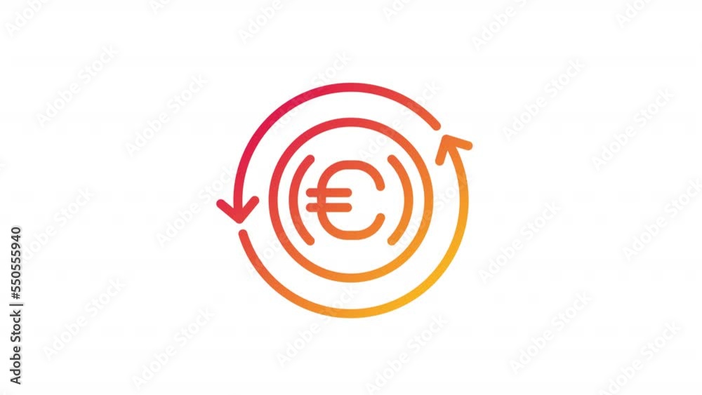 Animated turning coin gradient icon. Dollar and euro currencies exchange. Financial transfer. Seamless loop HD video with alpha channel on transparent background. Outline motion graphic animation Animated turning coin gradient icon. Dollar and euro currencies exchange. Financial transfer. Seamless loop HD video with alpha channel on transparent background. Outline motion graphic animation