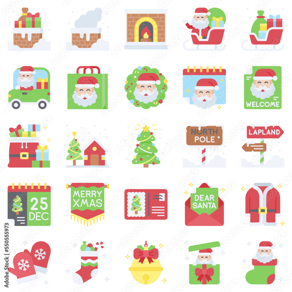 Santa Claus related vector icon set 2