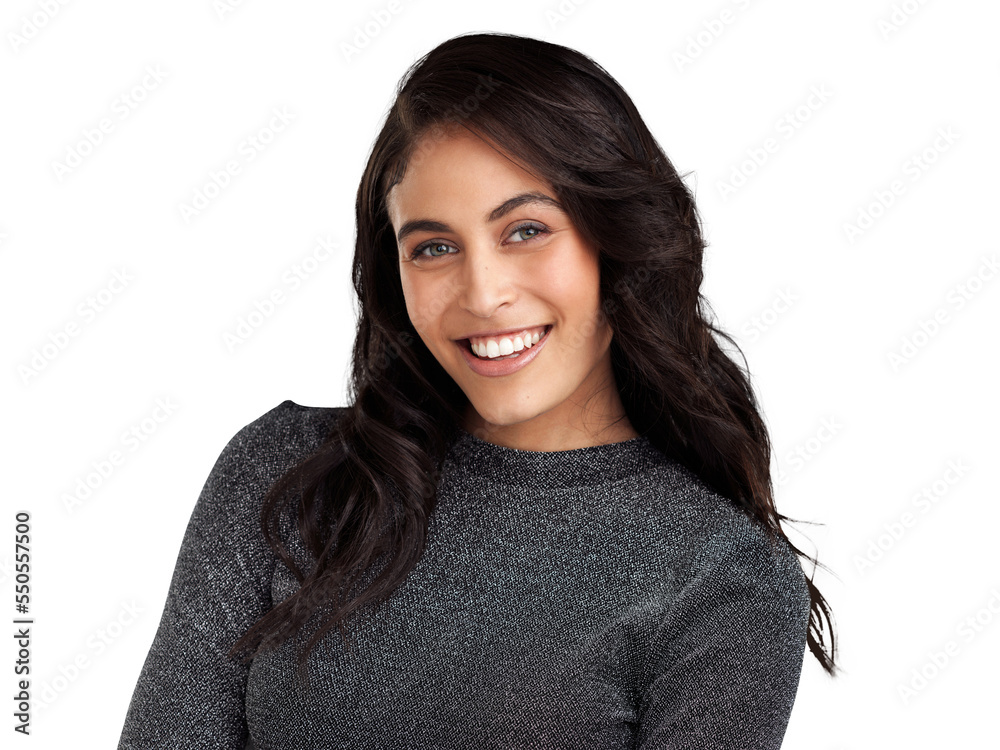 PNG Shot of a beautiful young woman posing against a white background