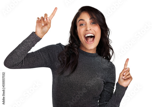 Obraz na plátně PNG Shot of a young woman looking cheerful while standing against a grey backgro