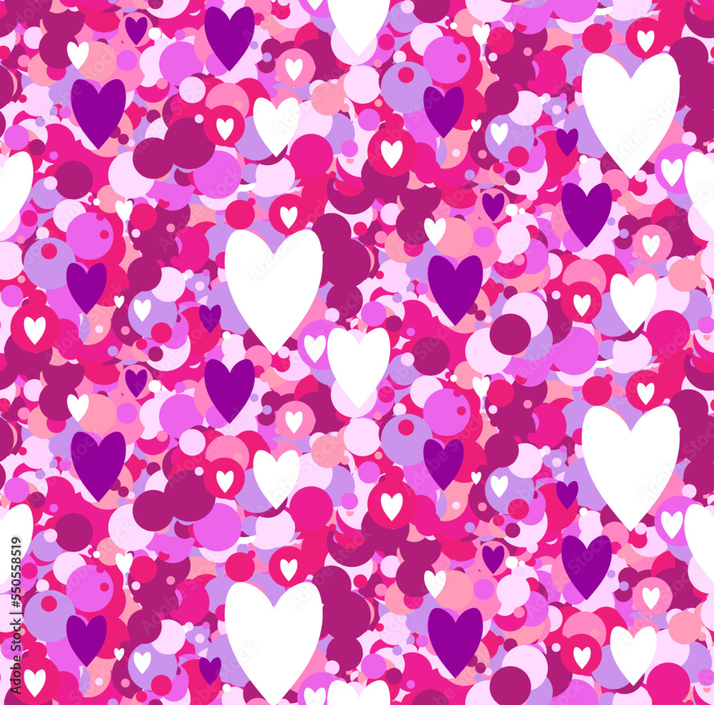 Pink seamless pattern with hearts