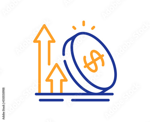 Excise duty line icon. Rise price sign. Inflation or Tax rate symbol. Colorful thin line outline concept. Linear style excise duty icon. Editable stroke. Vector
