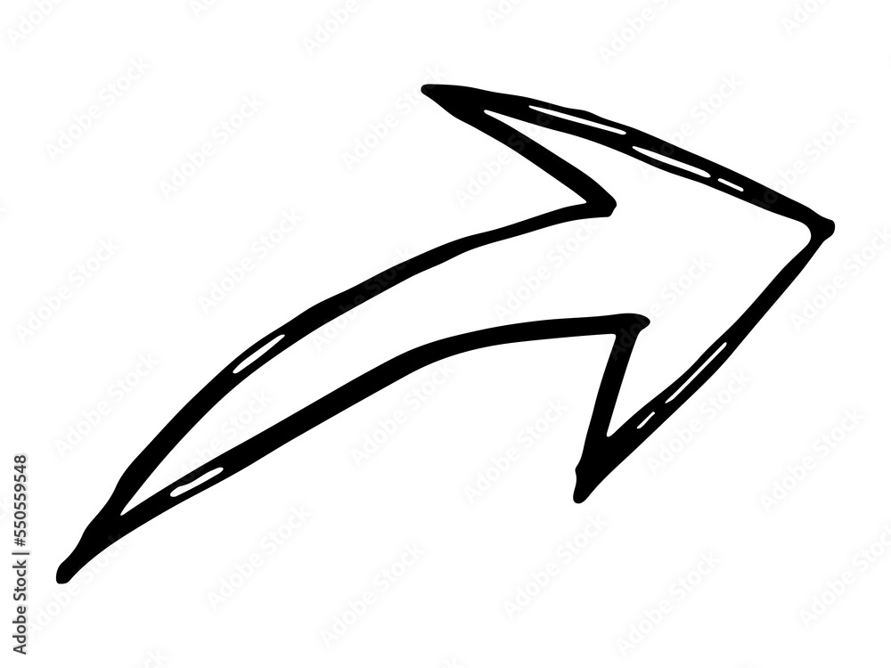 Hand drawn ink arrow illustration in sketch style. Business doodle clipart. Single element for design Hand drawn ink arrow illustration in sketch style. Business doodle clipart. Single element for design