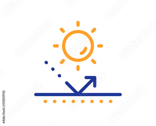 Sun protection line icon. Uv protect sign. Sunscreen effect symbol. Colorful thin line outline concept. Linear style sun protection icon. Editable stroke. Vector