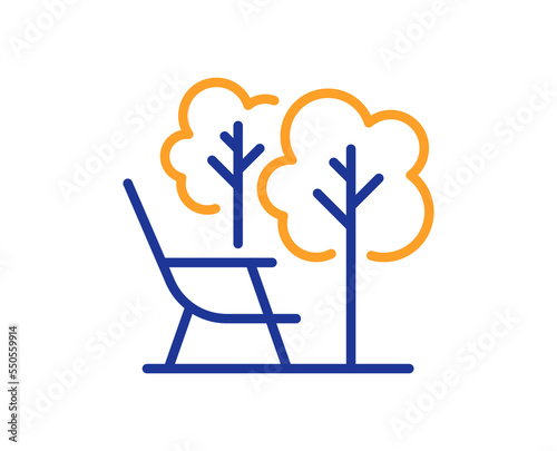 Deckchair line icon. Chair furniture sign. Camping chair symbol. Colorful thin line outline concept. Linear style deckchair icon. Editable stroke. Vector