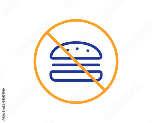 No burger line icon. Fast food sign. Cheeseburger symbol. Colorful thin line outline concept. Linear style no burger icon. Editable stroke. Vector
