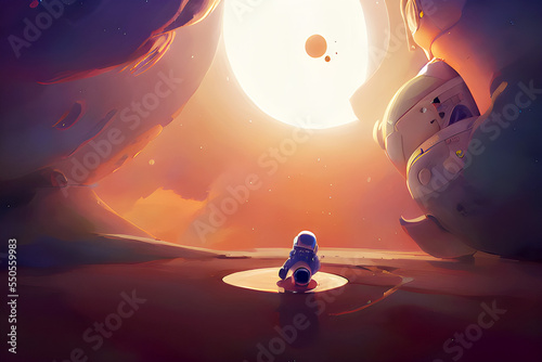 Golden Night Space Desert - Beautiful Vibrant Concept Art