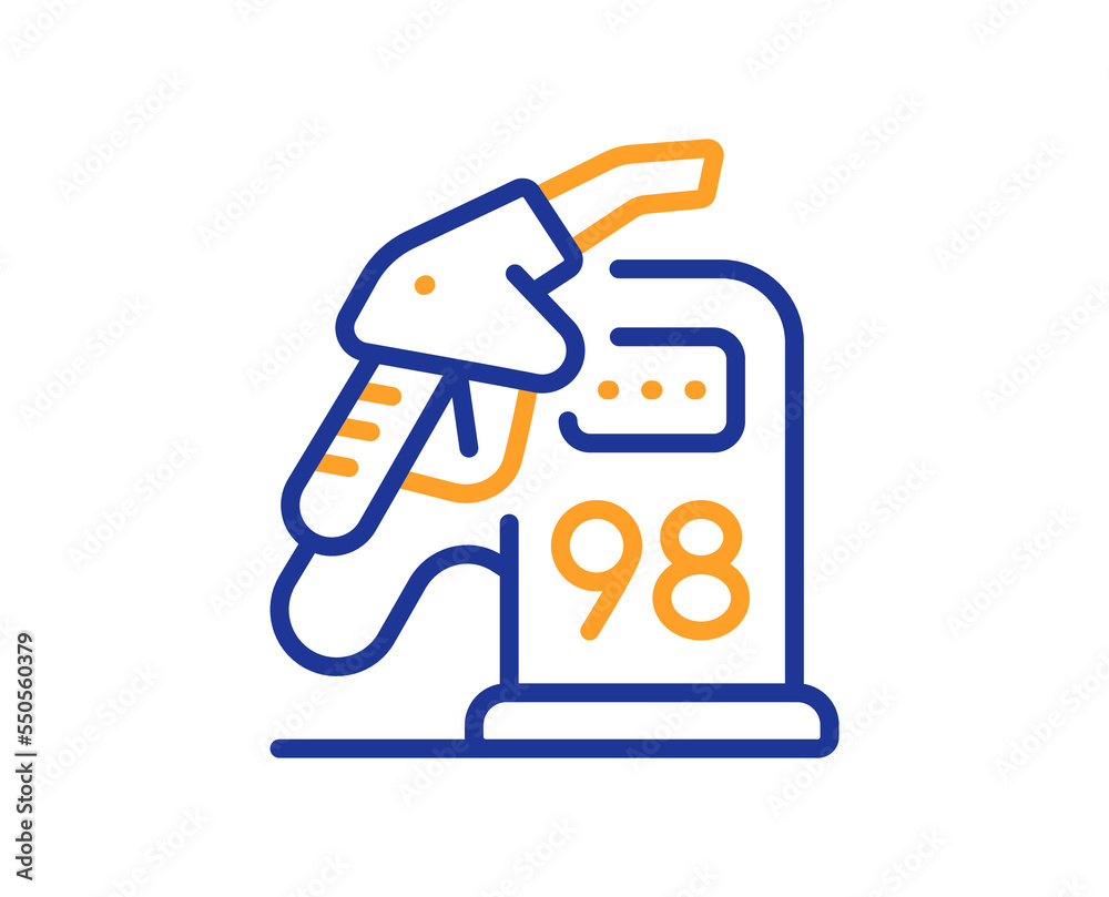 Petrol station line icon. Filling station sign. E5 petroleum fuel symbol. Colorful thin line outline concept. Linear style petrol station icon. Editable stroke. Vector Petrol station line icon. Filling station sign. E5 petroleum fuel symbol. Colorful thin line outline concept. Linear style petrol station icon. Editable stroke. Vector