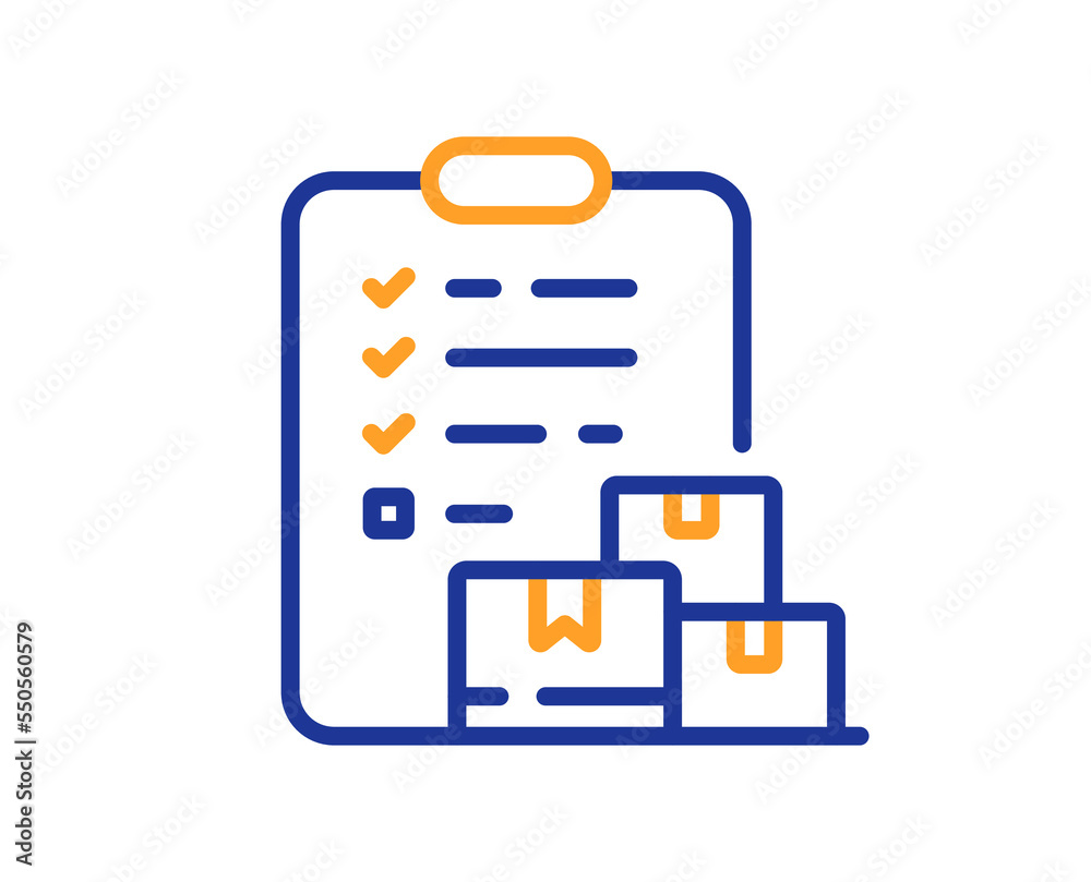Delivery report line icon. Parcel documents sign. Express service symbol. Colorful thin line outline concept. Linear style delivery report icon. Editable stroke. Vector Delivery report line icon. Parcel documents sign. Express service symbol. Colorful thin line outline concept. Linear style delivery report icon. Editable stroke. Vector