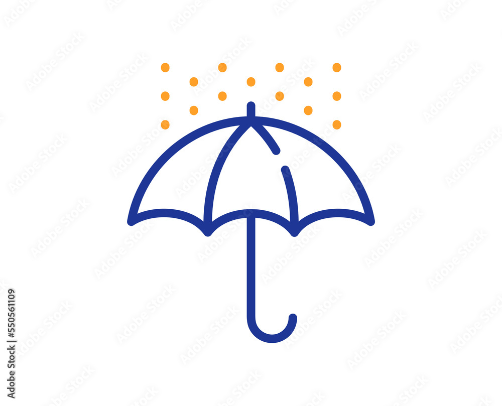 Waterproof umbrella line icon. Water resistant sign. Rain protection symbol. Colorful thin line outline concept. Linear style waterproof umbrella icon. Editable stroke. Vector