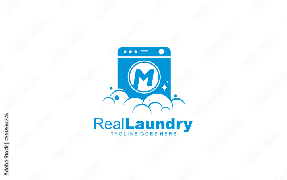 M logo LAUNDRY for branding company. letter template vector illustration for your brand.