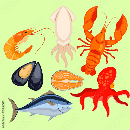 set of seafood