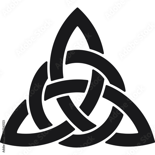 Celtic symbol, trinity knot, black. Symbol made with Celtic knots to use in designs for St. Patrick's Day.