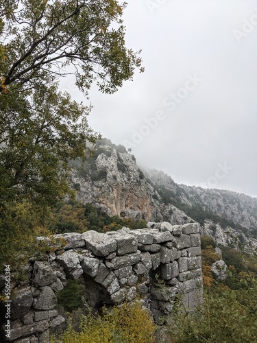 The mysterious atmosphere in the ruined ancient city built on the rocks