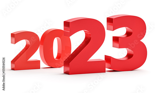 New year holiday concept in red colors. Number 2023
