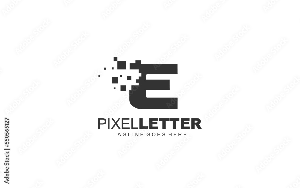 E logo PIXEL for branding company. DIGITAL template vector illustration for your brand.