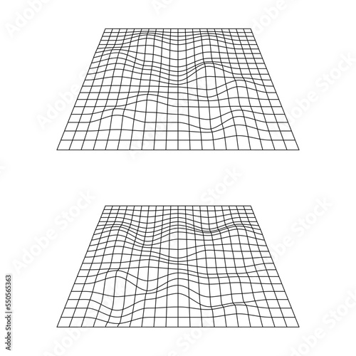 Set of Retro Futuristic Terrain Landscape Designs 