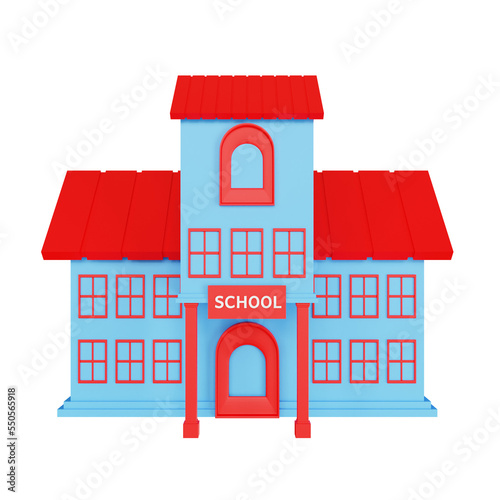 3D school building illustration design
