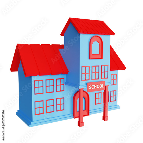 3D school building illustration design