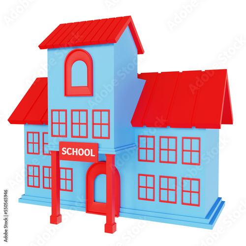 3D school building illustration design