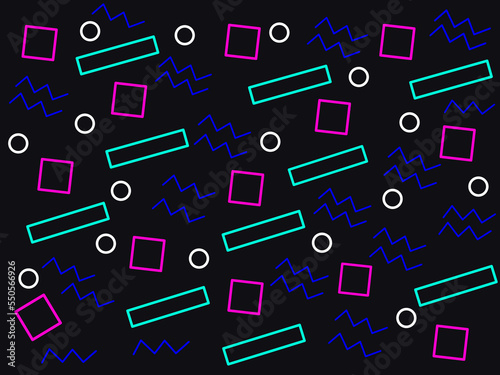 Memphis seamless pattern. Geometric elements memphis in the style of 80's. Trendy retro background for printing on paper, advertising materials and fabric. Vector illustratio