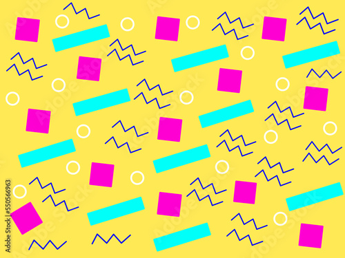 Memphis seamless pattern. Geometric elements memphis in the style of 80's. Trendy retro background for printing on paper, advertising materials and fabric. Vector illustration