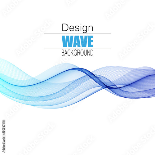 Blue vector horizontal wave on white background, design element photo