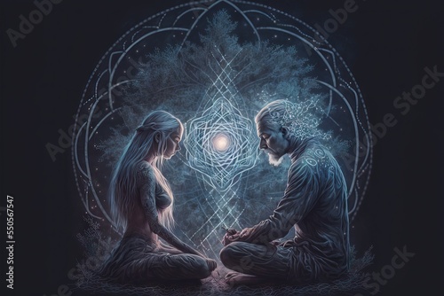 Spiritual Connection Between Two Persons, with electromagnetic connections generated in deep state meditation through astral communication, and Telepathy