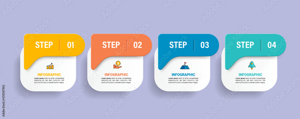 Obraz premium Four steps business infographics template vector. 