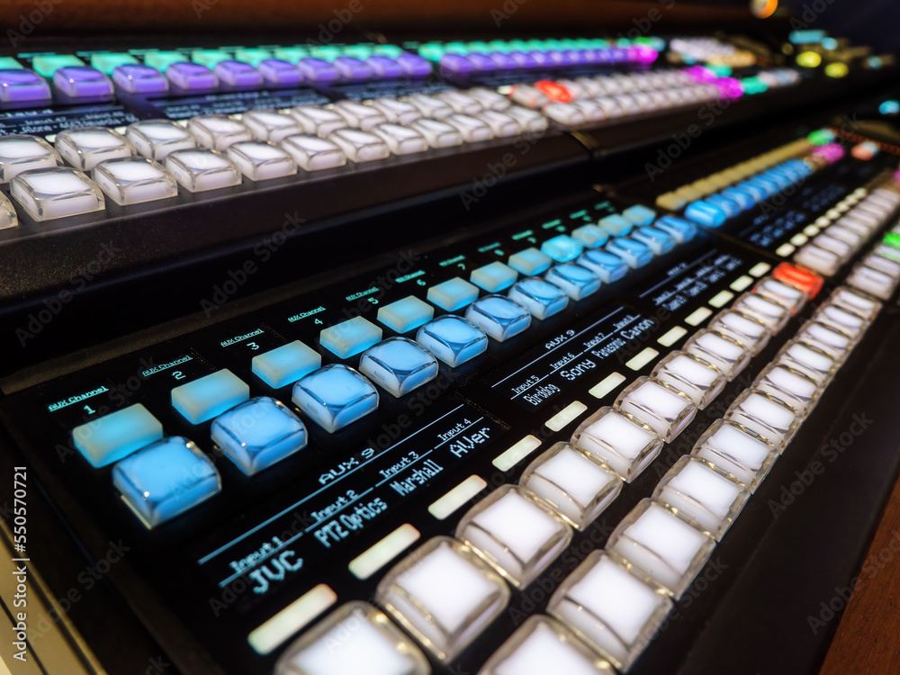 AMSTERDAM - SEP 11, 2022: Professional broadcast video mixer in tv ...