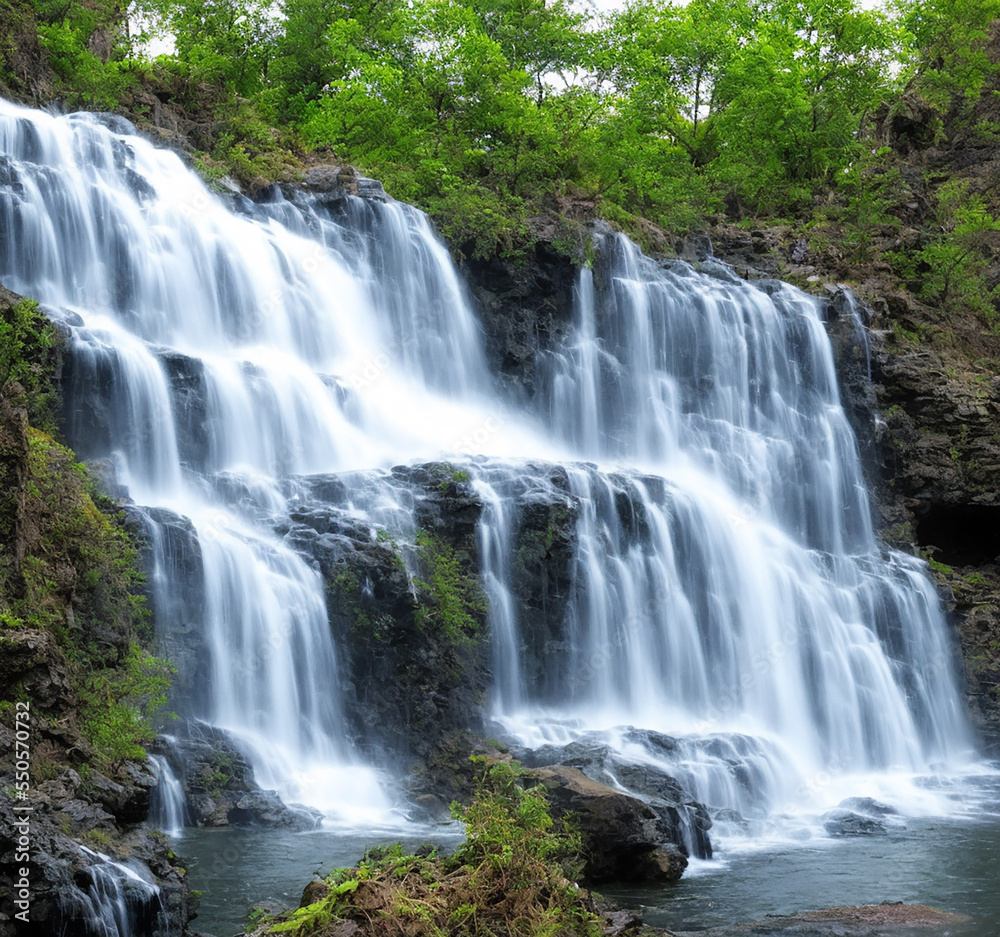 Magical waterfalls in the forest Magical waterfalls in the forest