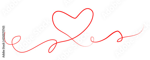 Love Heart Line Tangled Drawing. Continuous Line Drawing of Heart Trendy Minimalist Illustration. 