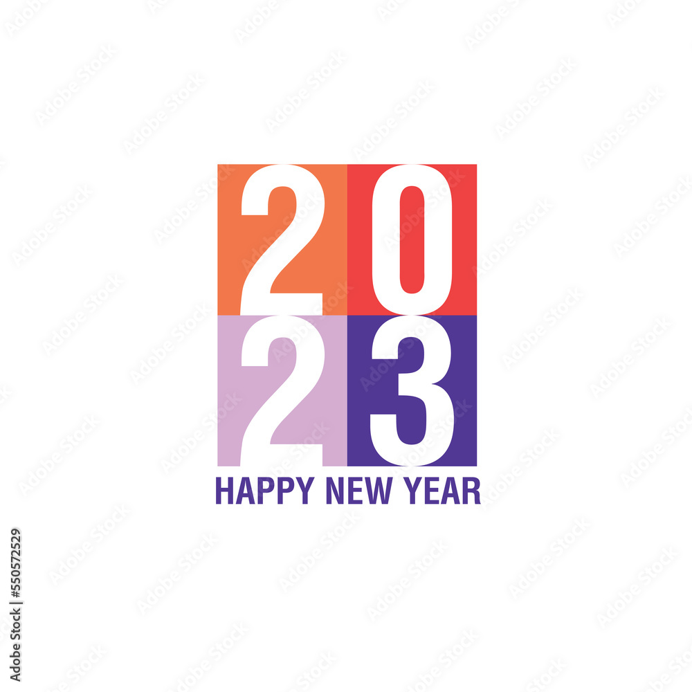 Colorful square Illustration Happy New Year 2023 Colorful square Illustration Happy New Year 2023