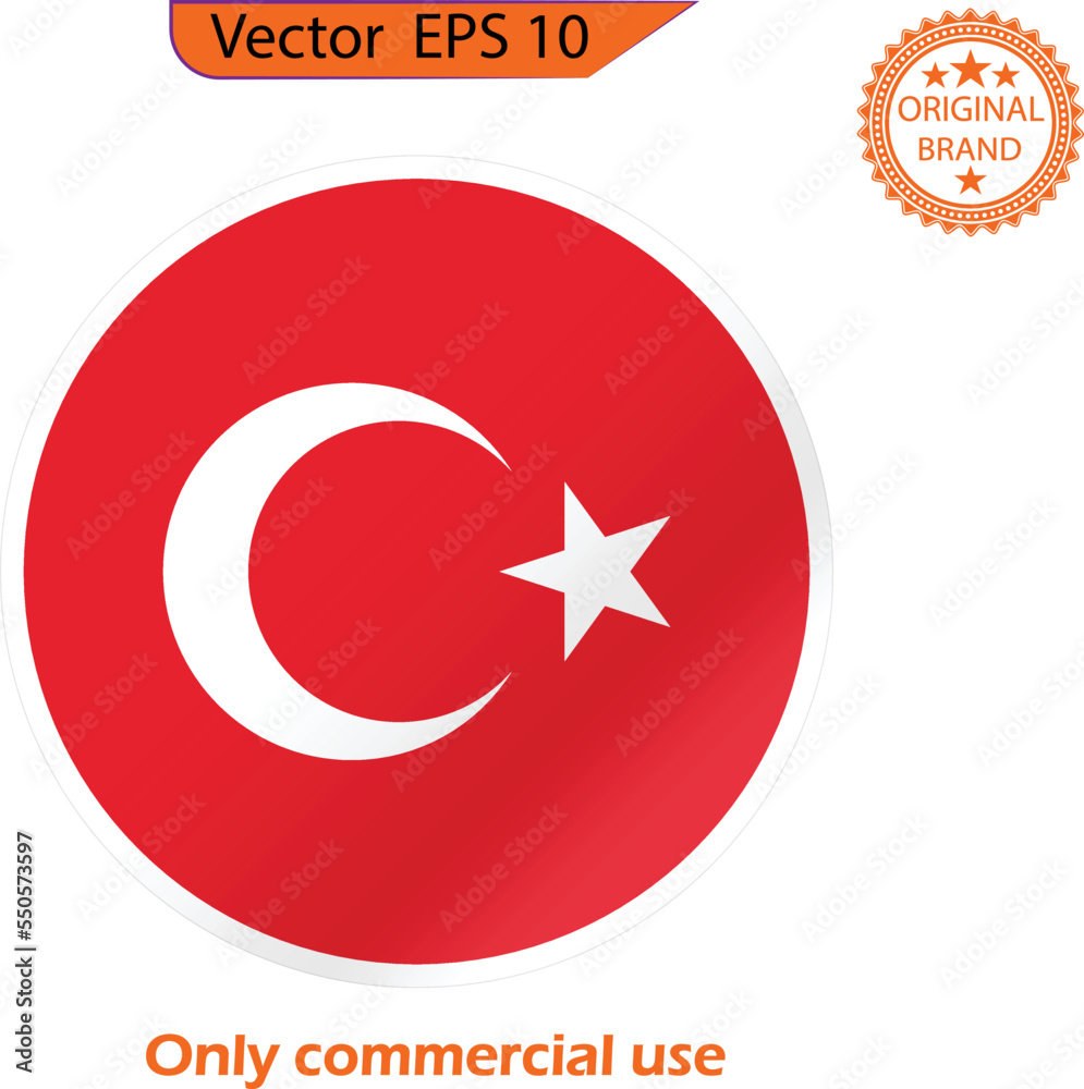 Simple vector button flag - Turkey. The round Turkey flag