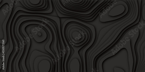 Abstract luxury black and gray paper cut art background design for website template or presentation template.3D rendering. Black and gray wave for artwork background, Wavy geometric papercut style...