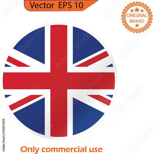 Simple vector button flag - UK. The round UK flag