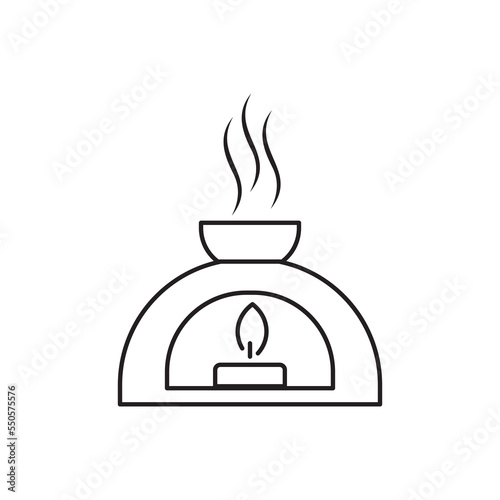 Aroma Lamp thin line icon. Aromatherapy banner in flat style. Meditation poster. Linear pictogram. Simple illustration outline symbol