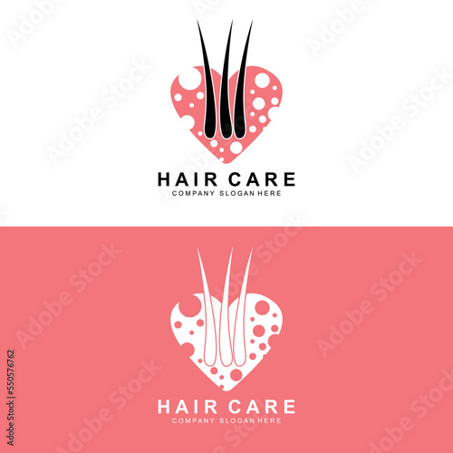Hair Care Logo, Scalp Layer Design, Health Salon Brand Illustration