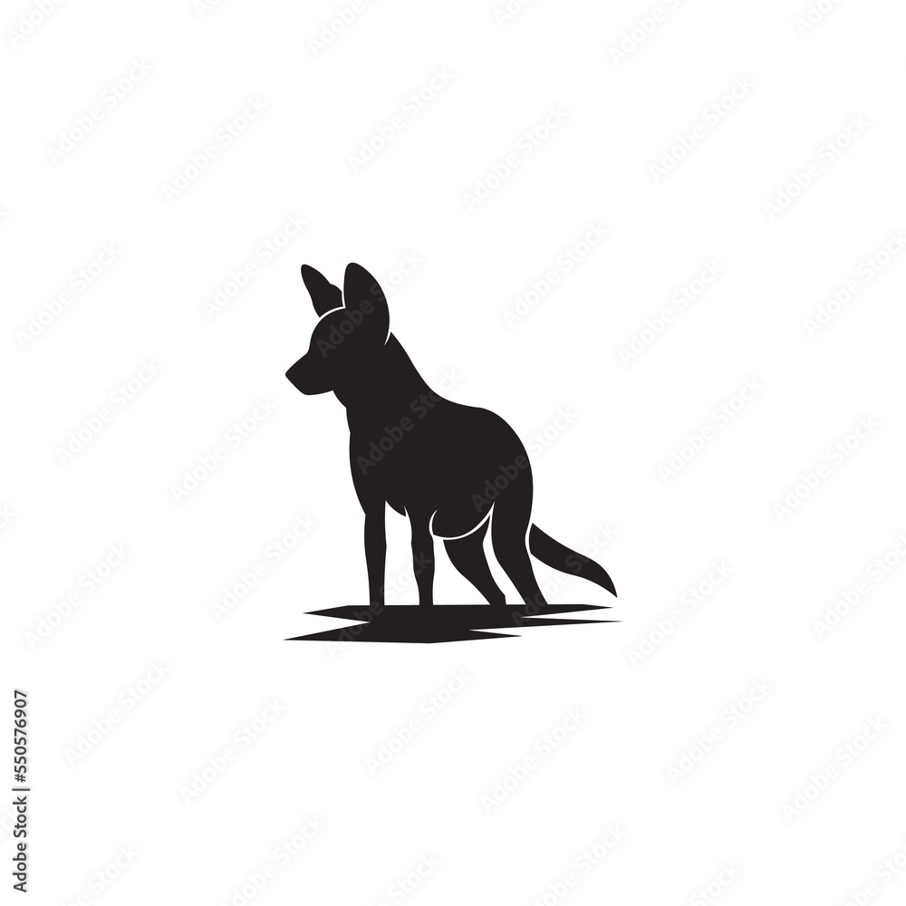 Jackal animal silhouette logo design.