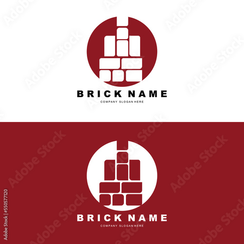 Bricks Logo Design, Material Stone Illustration Vector, Building Construction Icon