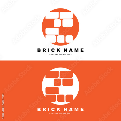 Bricks Logo Design, Material Stone Illustration Vector, Building Construction Icon