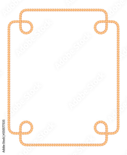 Vector illustration of jute cords isolated on white background. Realistic vintage ropes decoration elements.