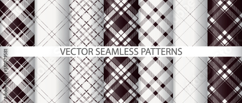 Set background plaid fabric. Seamless textile texture. Pattern tartan vector check.