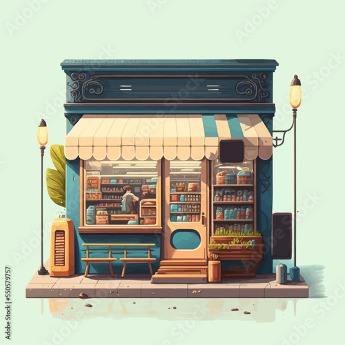 small business store shop design restaurants, bistro vector flat illustration