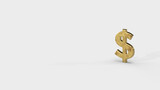 Gold 3d dollar render minimalistic simple symbol design isolated on white background. Forex Trading concept. Currency 3D rendering Illustration. Copy space