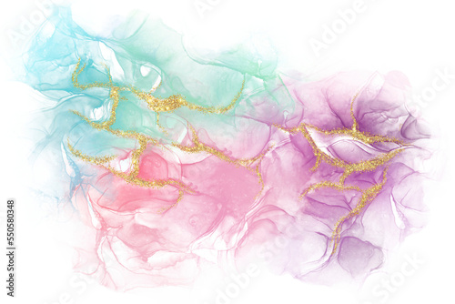 Modern hand painted artwork of abstract transparent alcohol ink background. Art for design