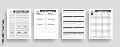 Teacher planner kdp interior design. printable logbook